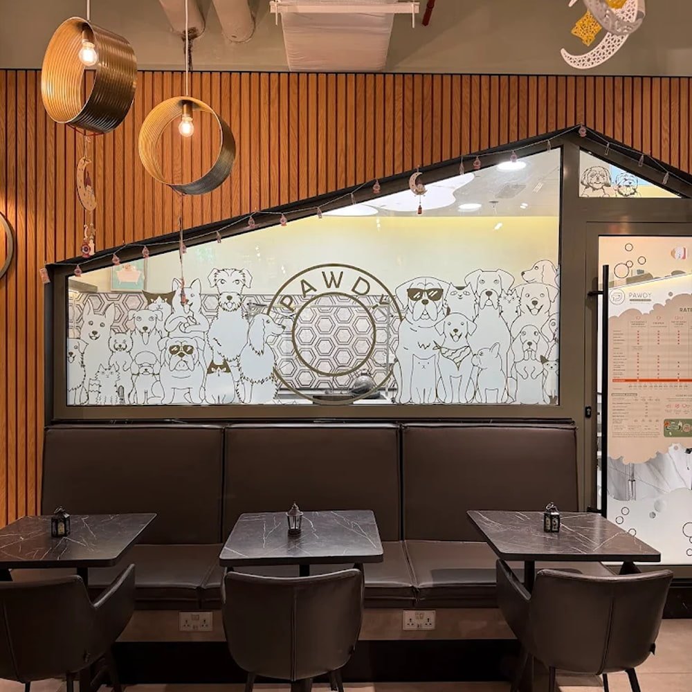 Restaurant interior and dining area at Pawdy Neighbors Al Manzil Dubai